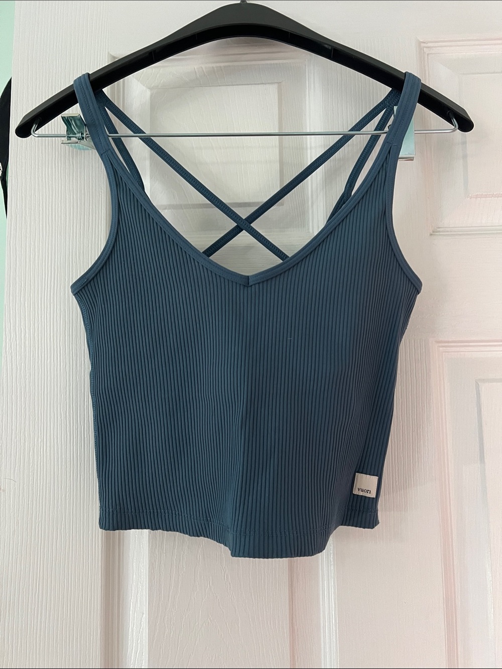 Vuori Rib Crop Tank - Size small, Blue